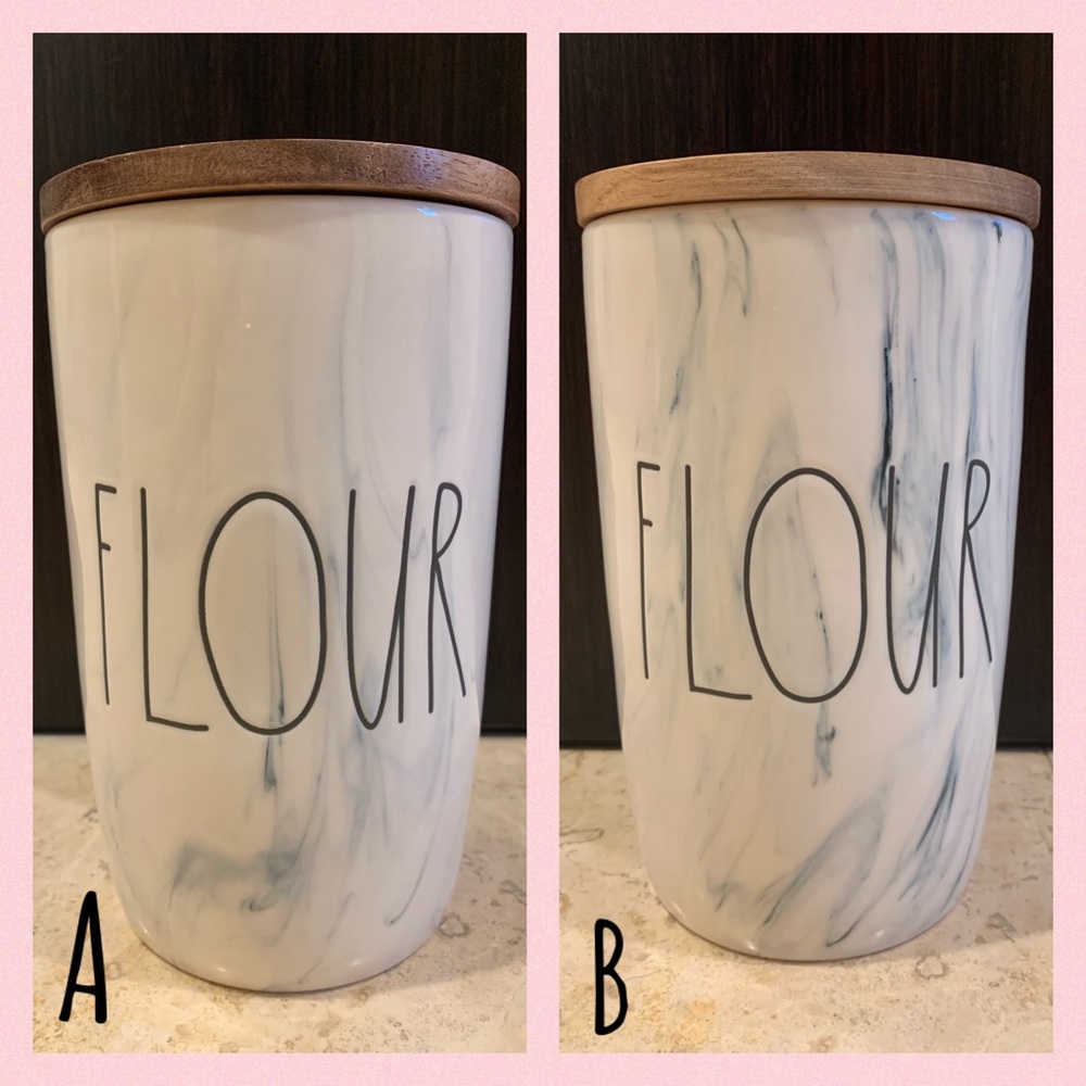 Rae Dunn flour Canister wood lid marble accents